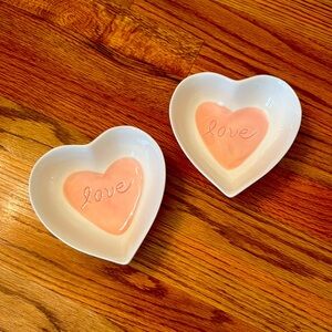 Heart-Shaped POTTERY BARN Watercolor Heart Bowls 🩷 Valentine’s